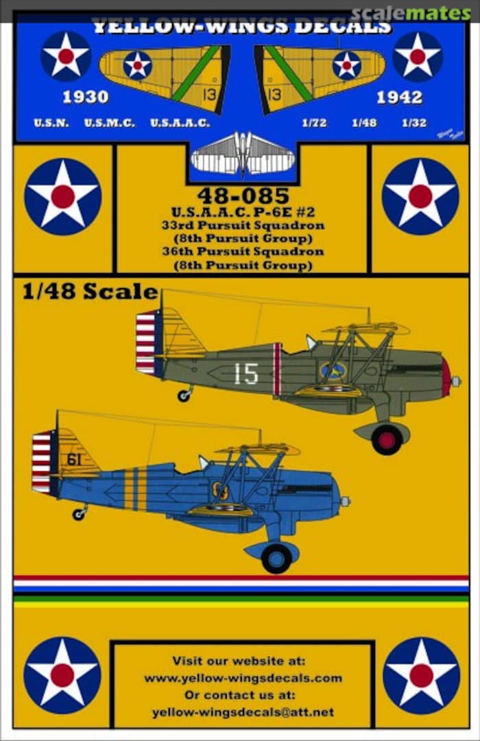 Boxart USAAC P-6E Part 2 48-085 Yellow-Wings Decals Boxart USAAC P-6E Part 2 48-085 Yellow-Wings Decals