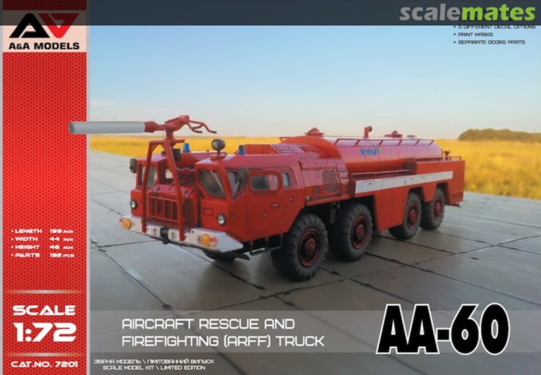 Boxart AA-60 Aircraft Rescue and Firefighting (ARFF) Truck 7201 A&A Models Boxart AA-60 Aircraft Rescue and Firefighting (ARFF) Truck 7201 A&A Models
