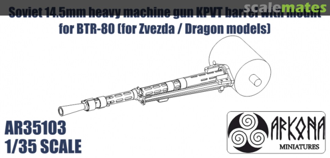 Boxart Soviet 14.5mm heavy machine gun KPVT barrel with mount for BTR-80 (for Zvezda / Dragon models) AR35103 Arkona Miniatures Boxart Soviet 14.5mm heavy machine gun KPVT barrel with mount for BTR-80 (for Zvezda / Dragon models) AR35103 Arkona Miniatures