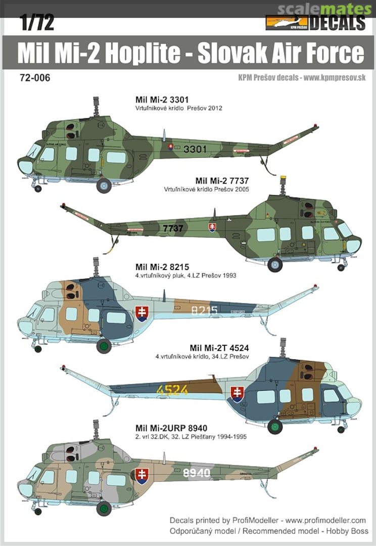 Boxart Mil Mi-2 Hoplite in Slovak Air Force 72006 KPM Prešov Boxart Mil Mi-2 Hoplite in Slovak Air Force 72006 KPM Prešov