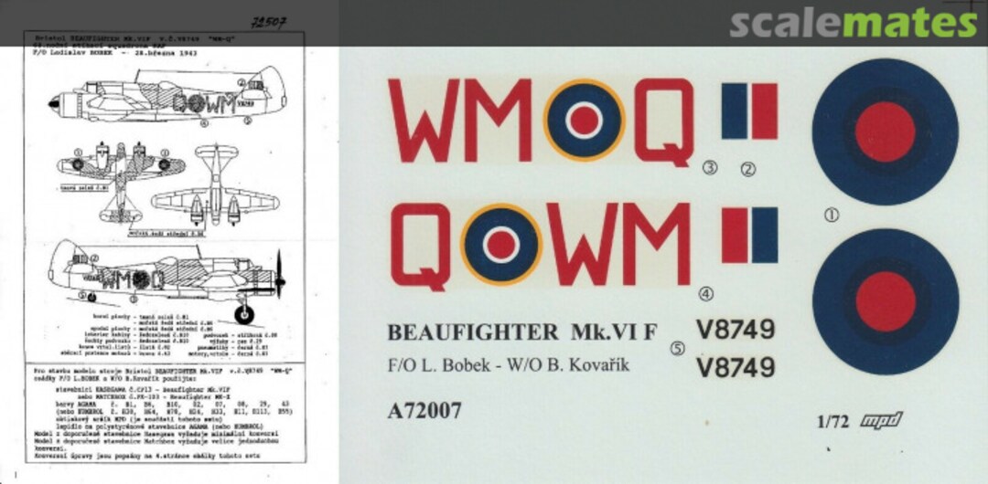 Boxart Beaufighter Mk.VIF A72007 Mini Print Decal Boxart Beaufighter Mk.VIF A72007 Mini Print Decal