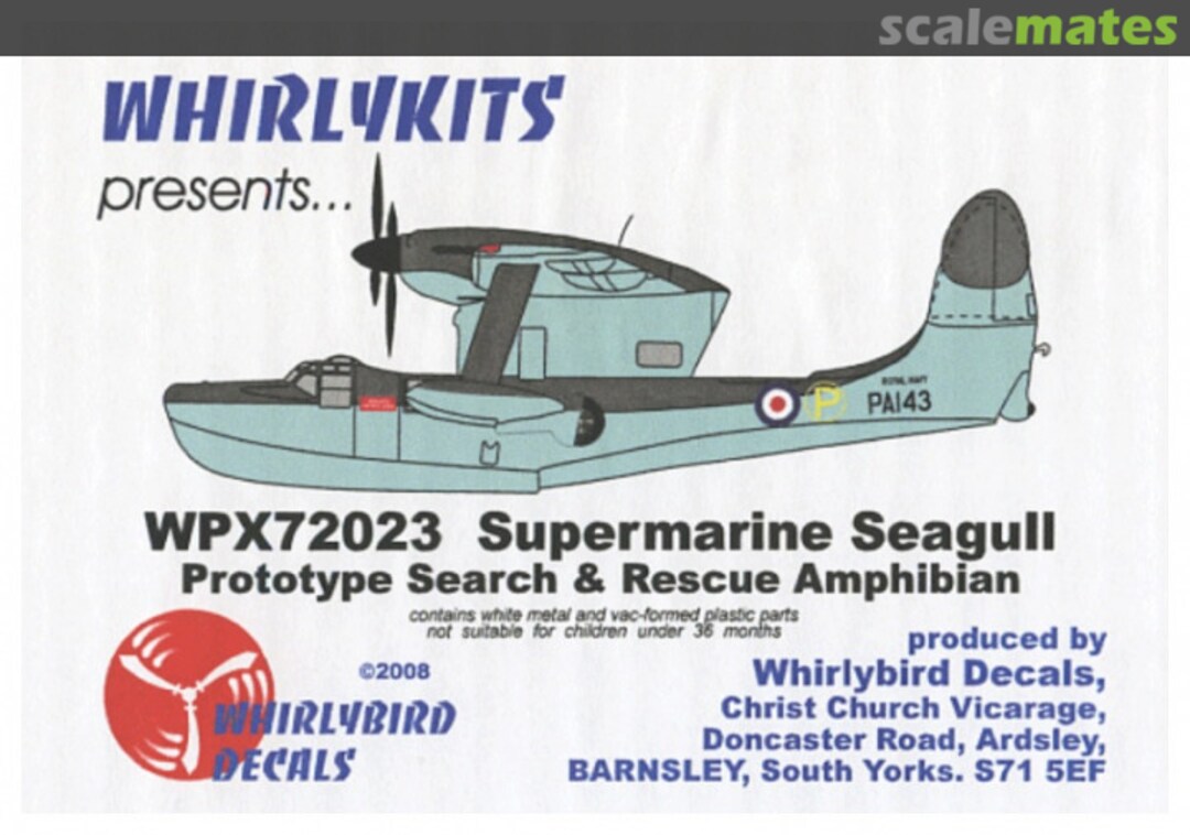 Boxart Supermarine Seagull WPX72023 Whirlykits Boxart Supermarine Seagull WPX72023 Whirlykits