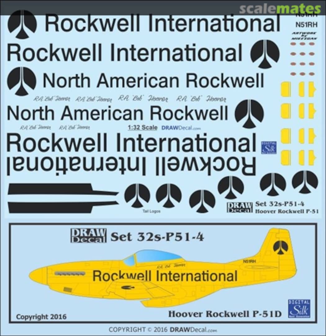 Boxart Bob Hoover "Rockwell" P-51D 32-P51-4 Draw Decal Boxart Bob Hoover "Rockwell" P-51D 32-P51-4 Draw Decal