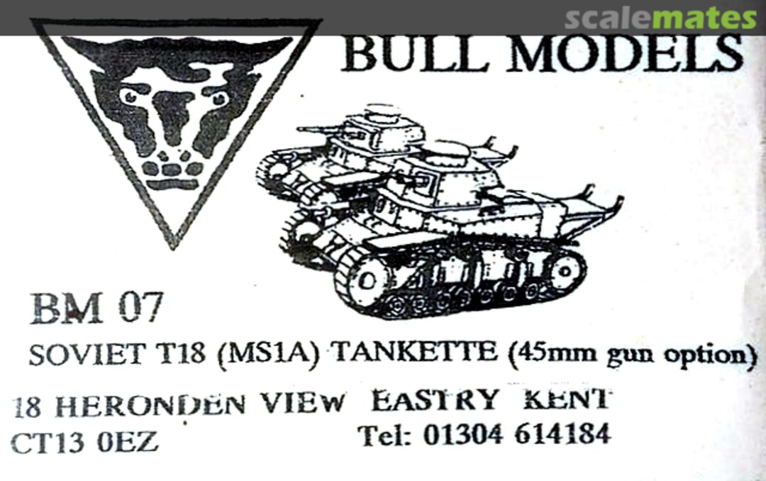 Boxart Soviet T18 (MS1A) Tankette BM 07 Bull Models