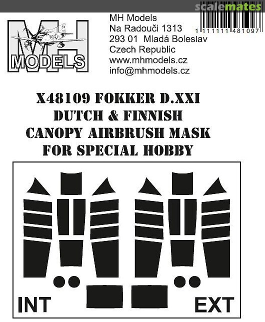 Boxart Fokker D.XXI Dutch & Finnish Early Canopy Airbrush Mask X48109 MH Models Boxart Fokker D.XXI Dutch & Finnish Early Canopy Airbrush Mask X48109 MH Models