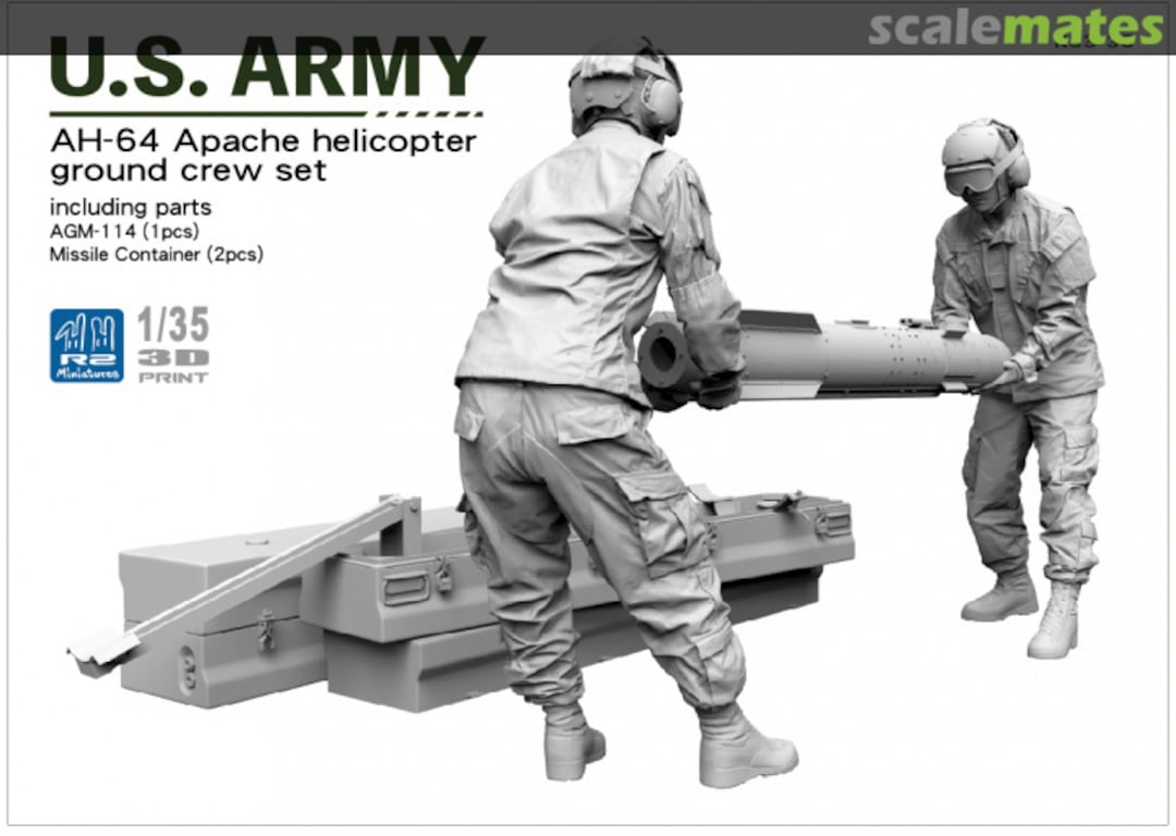 Boxart AH-64 Apache ground crew set with AGM-114 Hellfire Missile R33-35 R2 Miniatures Boxart AH-64 Apache ground crew set with AGM-114 Hellfire Missile R33-35 R2 Miniatures