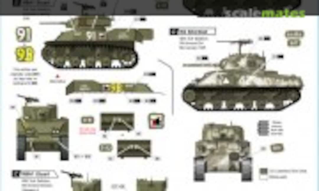 1:72 US 6th Armored Division # 3. Tank Mix. M4 Sherman, M5A1 Stuart. (Star Decals 72-A1169) 72-A1169
