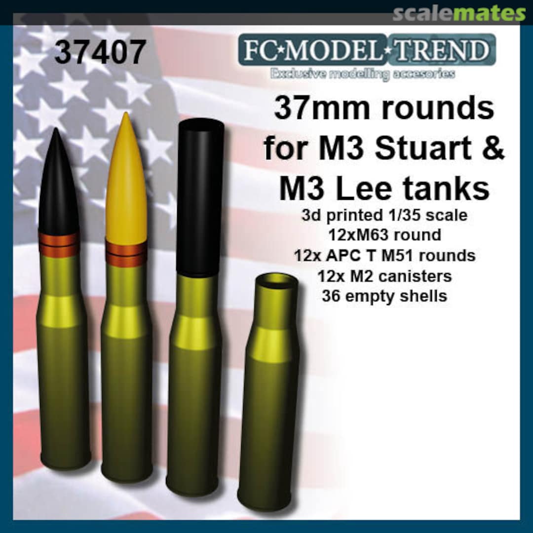Boxart 37mm Rounds For M3 Stuart And M3 Lee Tanks 37407 FC Model Trend Boxart 37mm Rounds For M3 Stuart And M3 Lee Tanks 37407 FC Model Trend