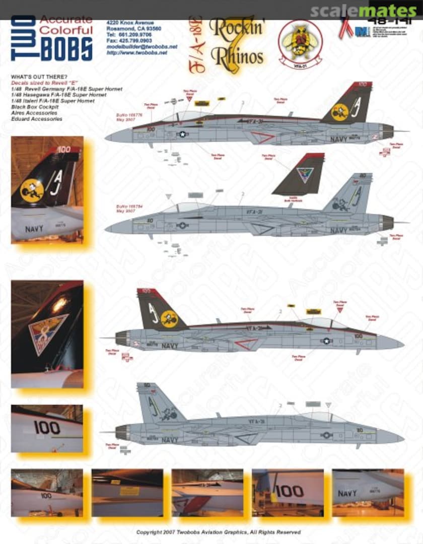 Boxart F/A-18E VFA-31 Rockin' Rhinos #7 48-141 TwoBobs Aviation Graphics Boxart F/A-18E VFA-31 Rockin' Rhinos #7 48-141 TwoBobs Aviation Graphics