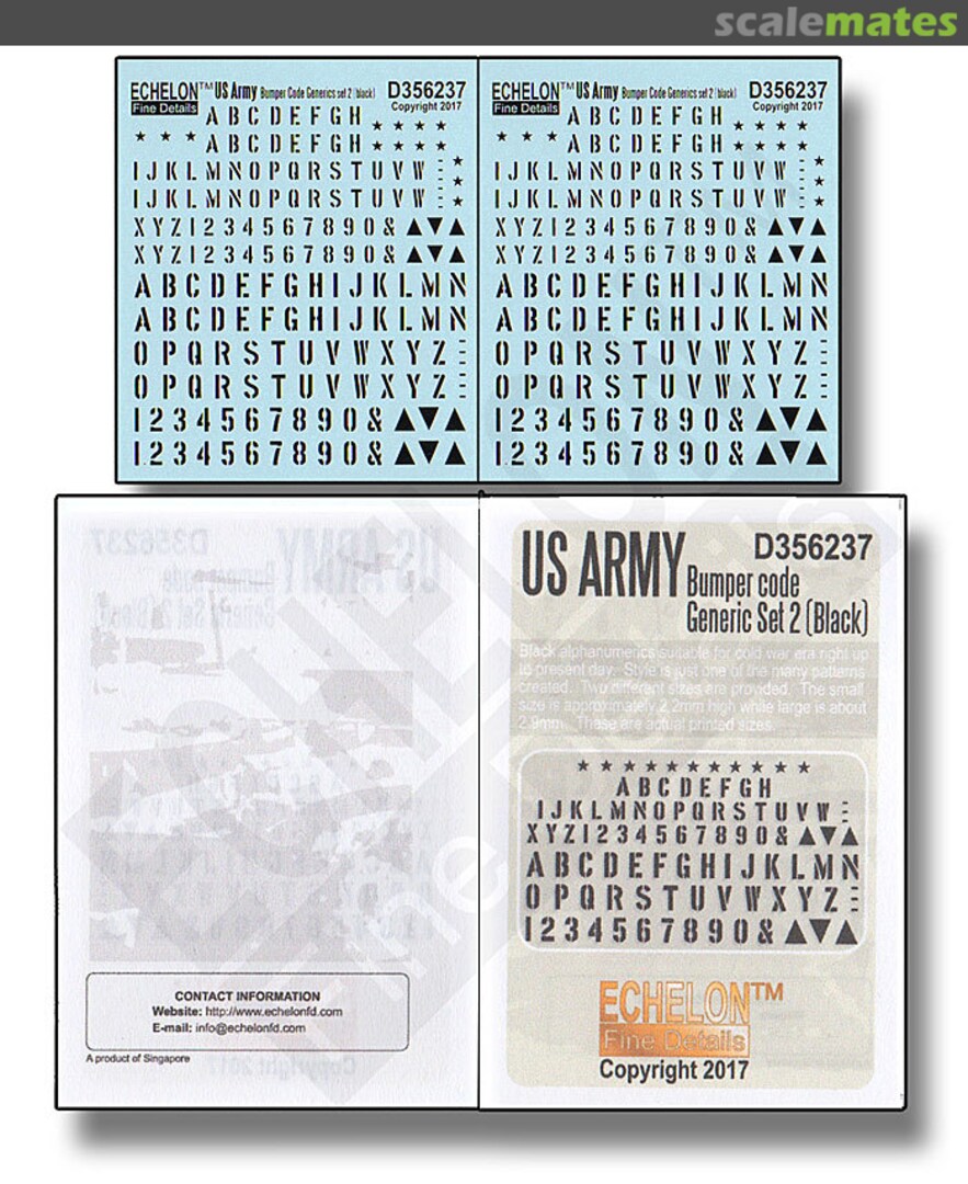 Boxart US Army Bumper Code Generic Set 2 Black D356237 Echelon Fine Details Boxart US Army Bumper Code Generic Set 2 Black D356237 Echelon Fine Details