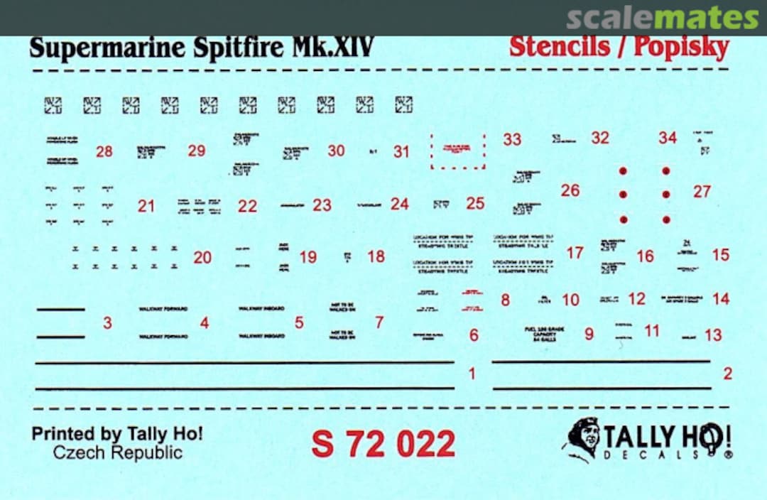 Boxart Supermarine Spitfire MK.XIV Stencils/Popisky S 72 022 Tally Ho! (CZ) Boxart Supermarine Spitfire MK.XIV Stencils/Popisky S 72 022 Tally Ho! (CZ)