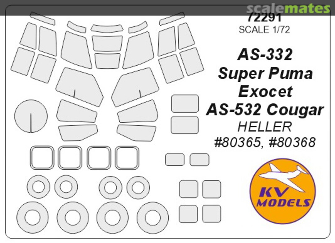 Boxart AS-332 Super Puma Exocet, AS-532 Cougar 72291 KV Models Boxart AS-332 Super Puma Exocet, AS-532 Cougar 72291 KV Models