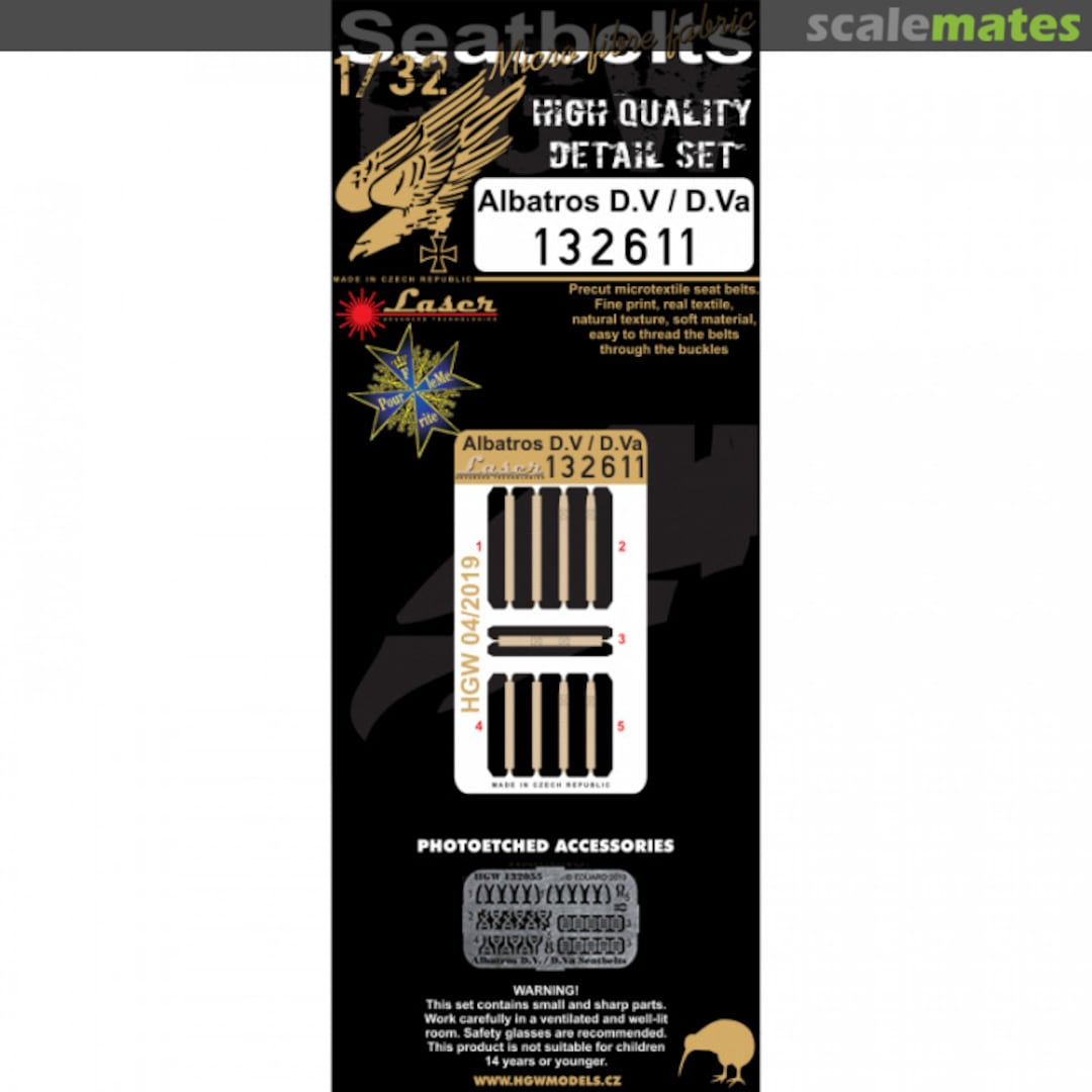 Boxart Albatros D.V/D.Va - Seat Belts 132611 HGW Models Boxart Albatros D.V/D.Va - Seat Belts 132611 HGW Models