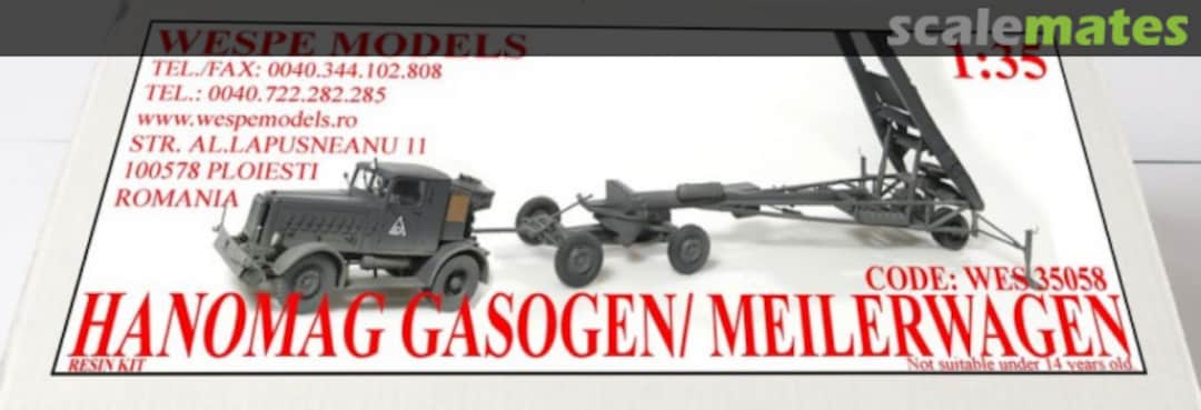 Boxart Hanomag Gasogen / Meilerwagen WES 35058 Wespe Models Boxart Hanomag Gasogen / Meilerwagen WES 35058 Wespe Models