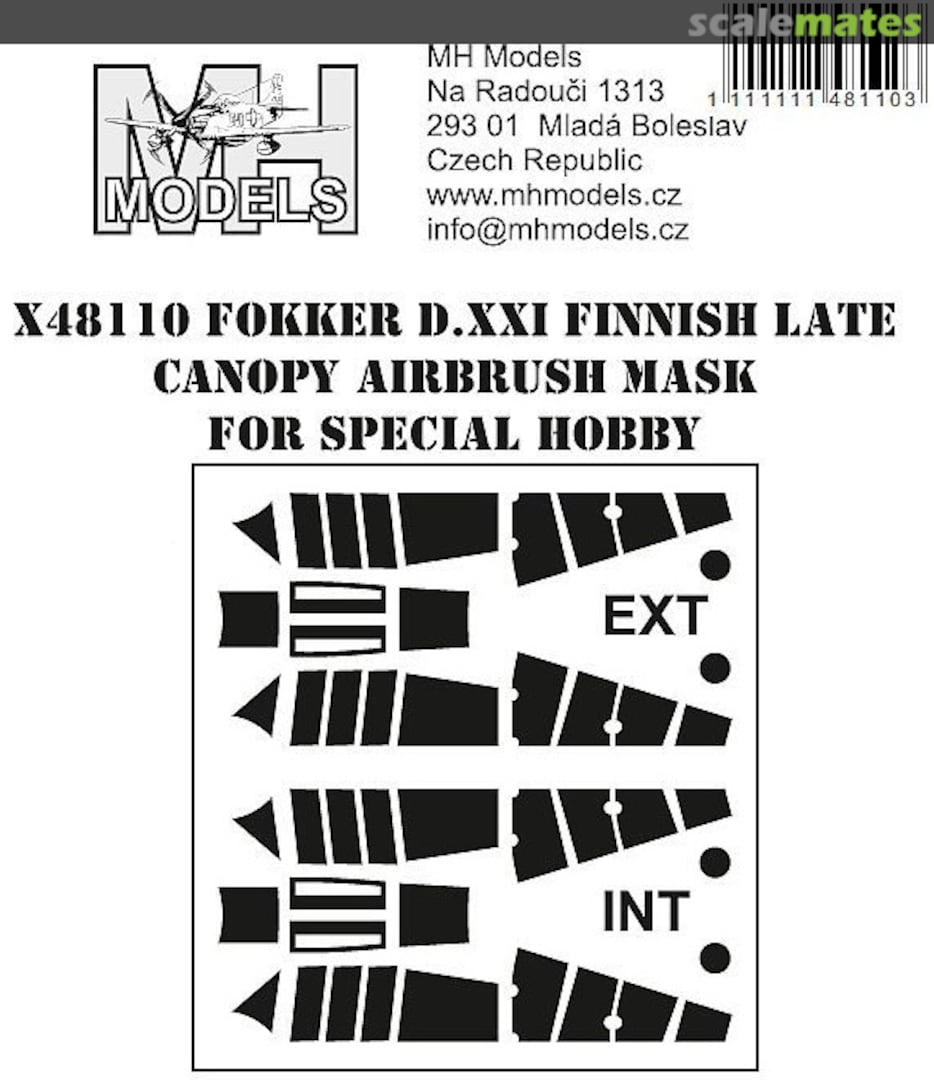 Boxart Fokker D.XXI Finnish Late Canopy Airbrush Mask X48110 MH Models Boxart Fokker D.XXI Finnish Late Canopy Airbrush Mask X48110 MH Models