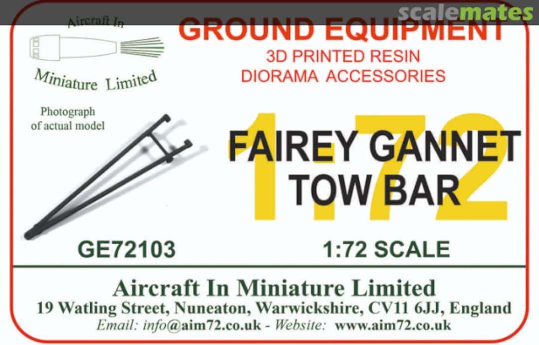 Boxart Fairey Gannet Tow Bar GE72103 Aircraft In Miniature Ltd Boxart Fairey Gannet Tow Bar GE72103 Aircraft In Miniature Ltd