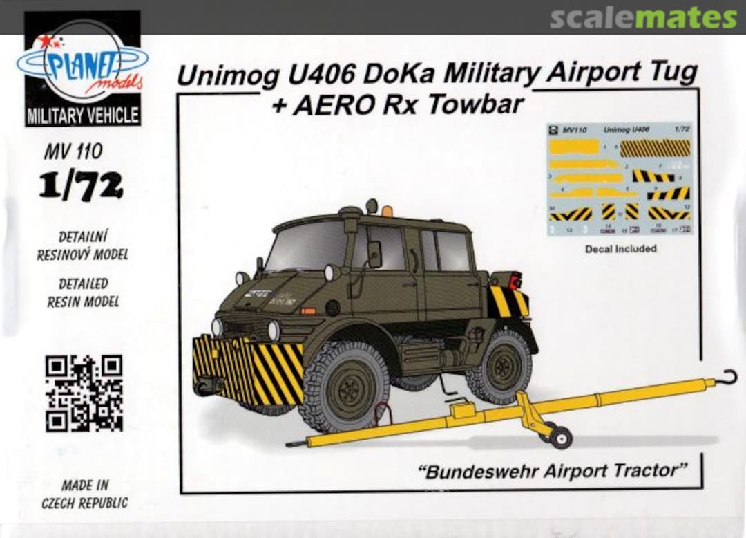 Boxart Unimog U406 DoKa Military Airport Tug + AERO Rx Towbar MV110 Planet Models
