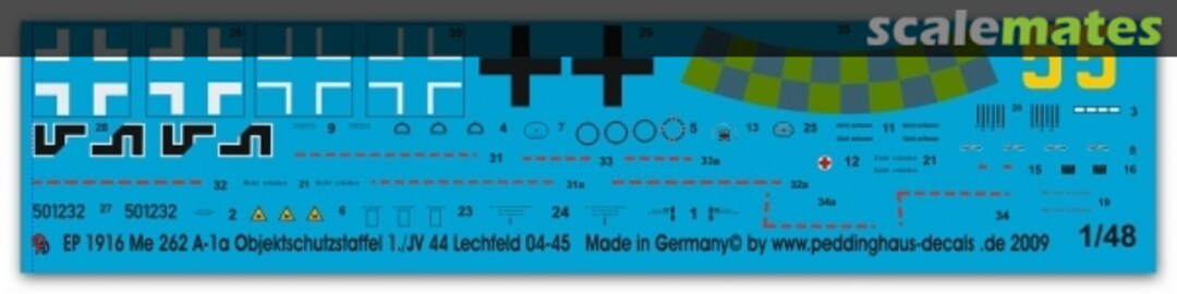 Boxart Me 262 A-1a Objektschutzstaffel 1./JV 44 Lechfeld 04/45 EP 1916 Peddinghaus-Decals