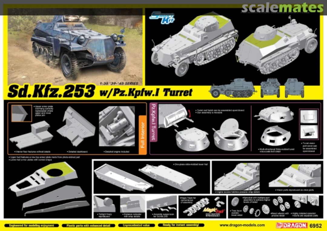 Boxart Sd.Kfz.253 w/Pz.Kpfw. I Turret and Full Interior 6952 Dragon