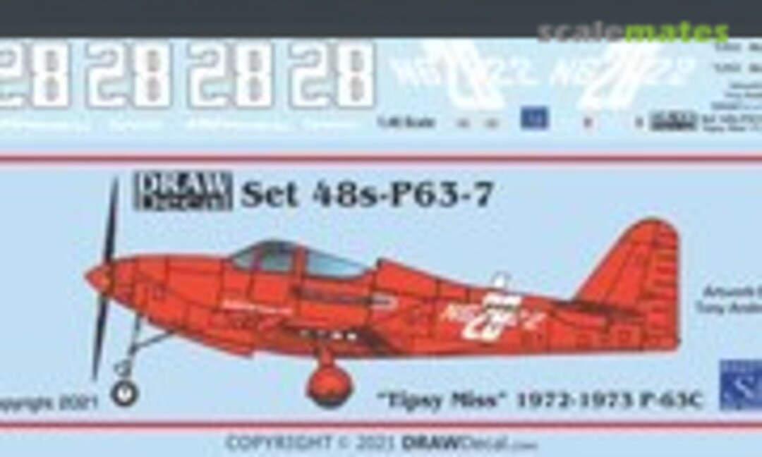 1:48 “Tipsy Miss” 1972-1973 P-63C (Draw Decal 48-P63-7) 48-P63-7