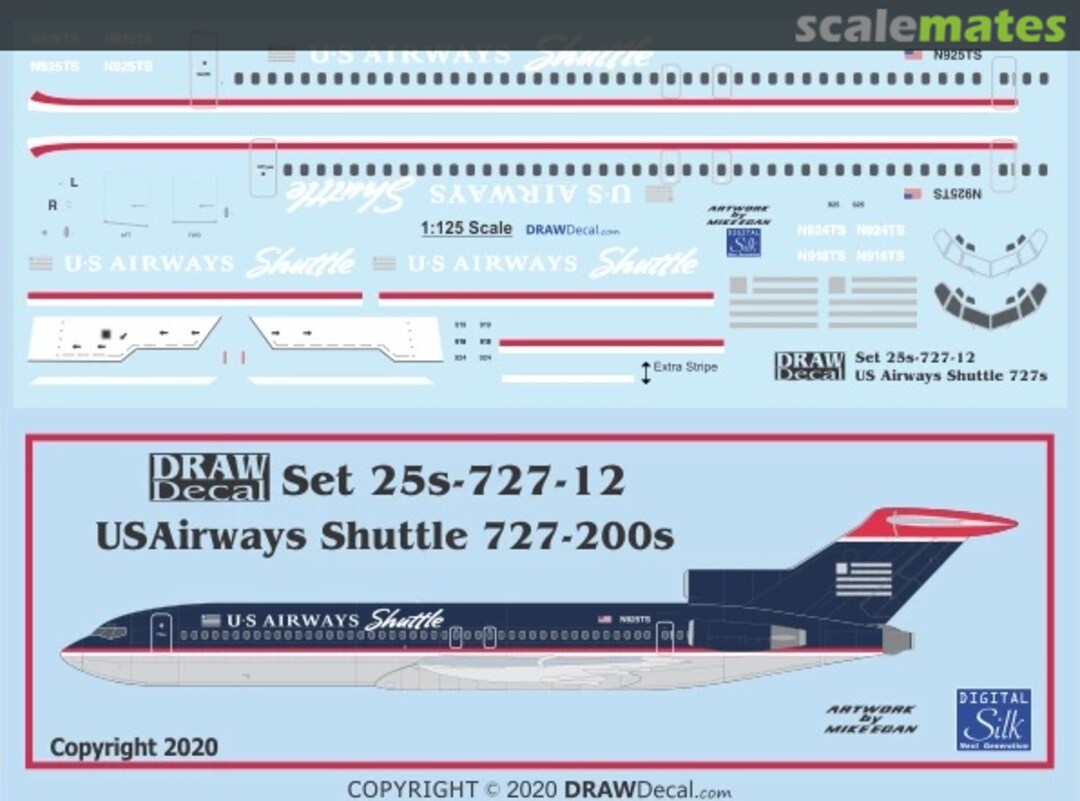Boxart USAirways Shuttle 727-200s 25-727-12 Draw Decal Boxart USAirways Shuttle 727-200s 25-727-12 Draw Decal