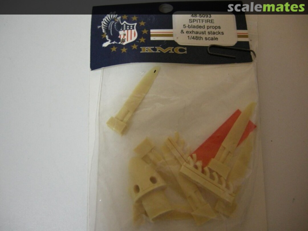 Boxart Spitfire 5-bladed propeller & exhaust stacks 48-5093 KMC Boxart Spitfire 5-bladed propeller & exhaust stacks 48-5093 KMC