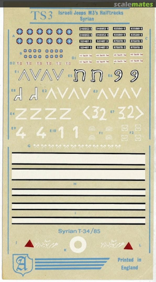 Boxart Israeli Jeeps M3's Halftracks TS3 Almark Decals Boxart Israeli Jeeps M3's Halftracks TS3 Almark Decals
