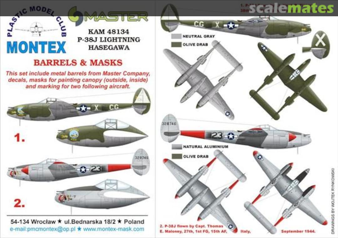 Boxart Lockheed P-38J Lightning KAM48134 Montex Boxart Lockheed P-38J Lightning KAM48134 Montex