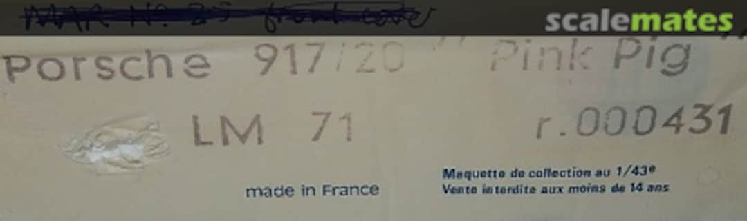 Boxart Porsche 917/20 'Pink Pig' 431 AMR