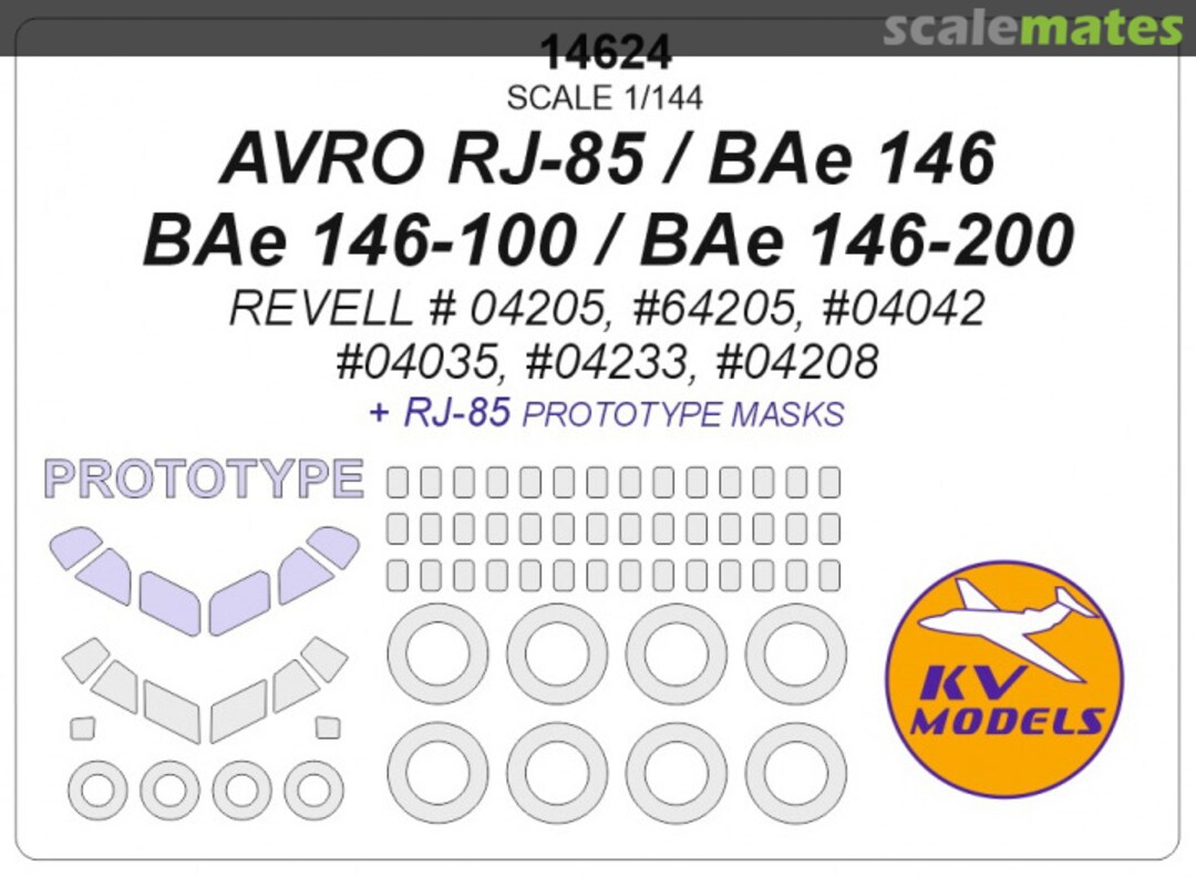 Boxart Avro RJ-85 / BAe 146 / BAe 146-100 / BAe 146-200 + RJ-85 Prototype 14624 KV Models