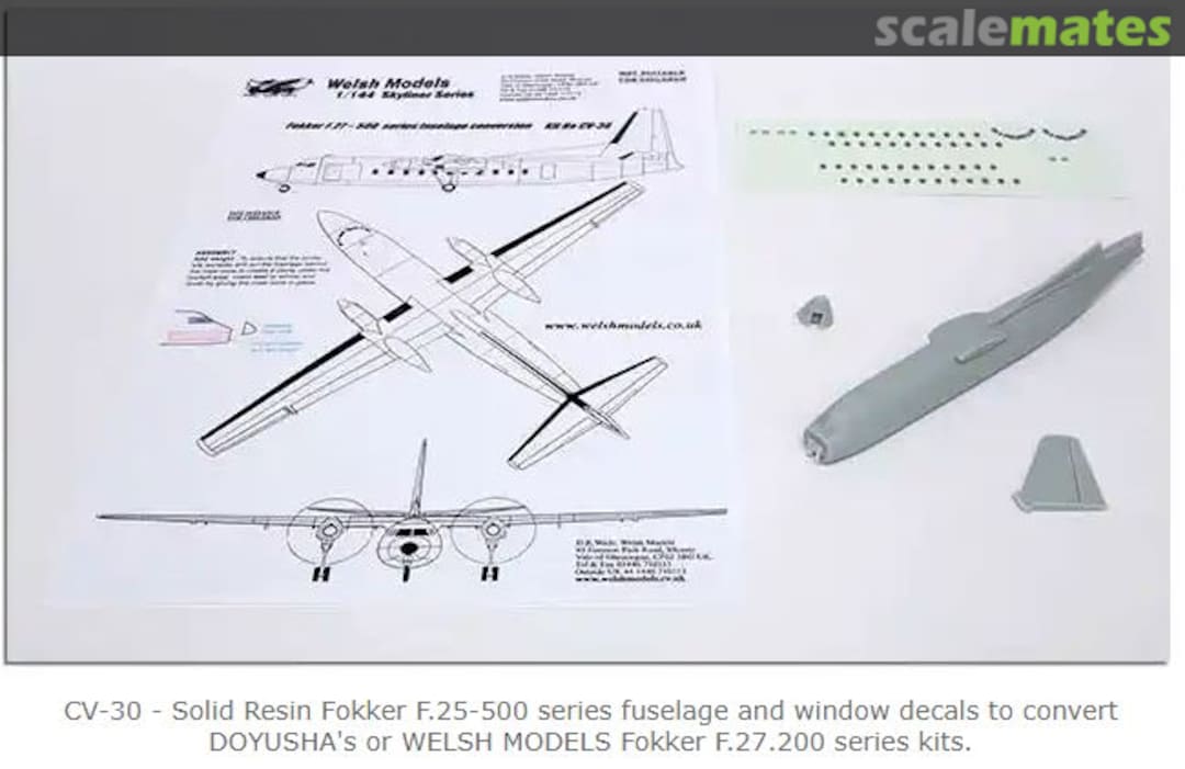 Boxart Fokker F.27-500 Solid resin fuselage CV-30 Welsh Models Boxart Fokker F.27-500 Solid resin fuselage CV-30 Welsh Models