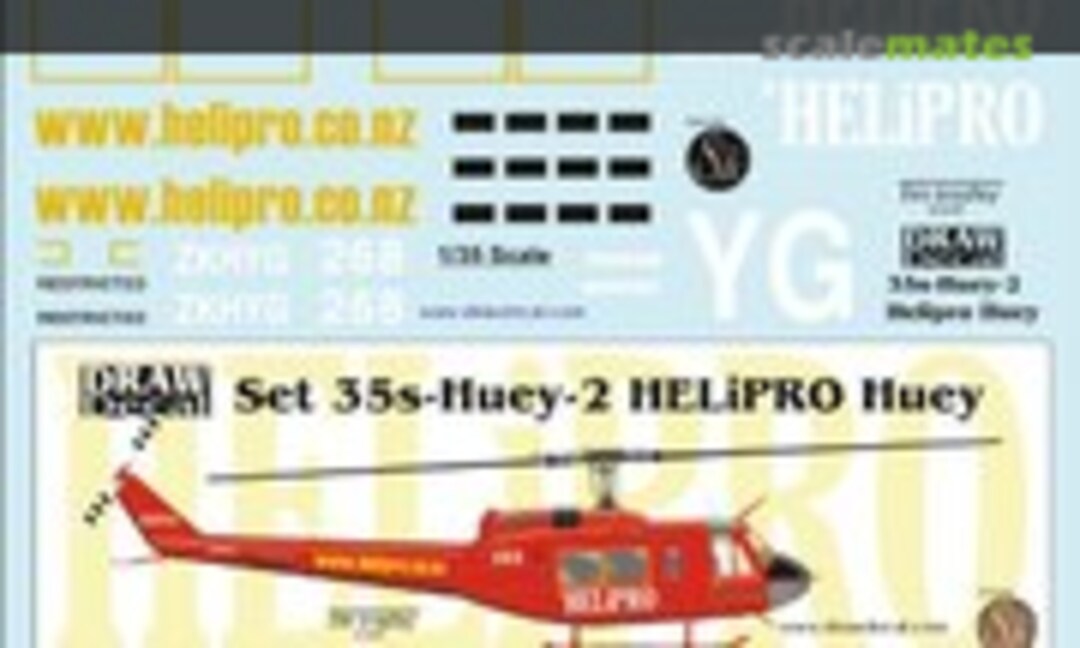 1:35 HELiPRO New Zealand UH-1H Huey (Draw Decal 35-Huey-2) 35-Huey-2