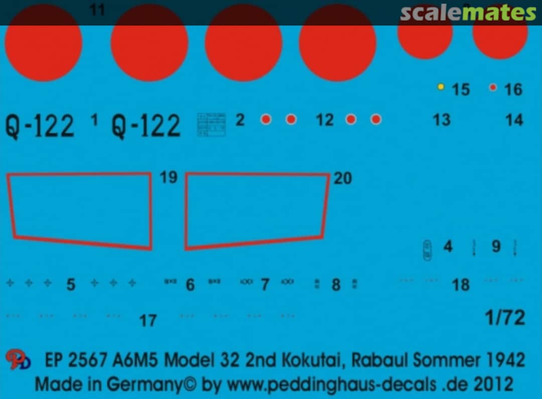 Boxart A6M5 Model 32 2nd Kokutai, Rabaul Sommer 1942 EP 2567 Peddinghaus-Decals Boxart A6M5 Model 32 2nd Kokutai, Rabaul Sommer 1942 EP 2567 Peddinghaus-Decals