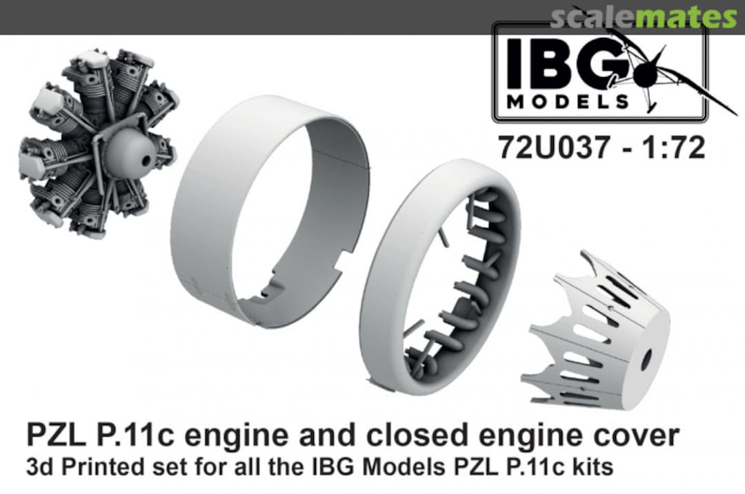 Boxart PZL P.11c engine and closed engine cover 72U037 IBG Models Boxart PZL P.11c engine and closed engine cover 72U037 IBG Models