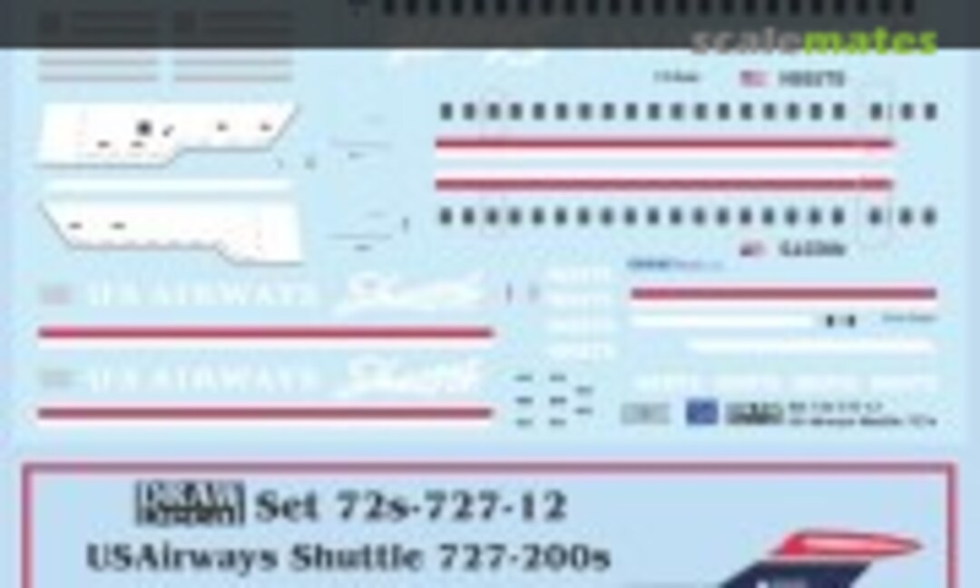 1:72 USAirways Shuttle 727-200s (Draw Decal 72-727-12) 72-727-12