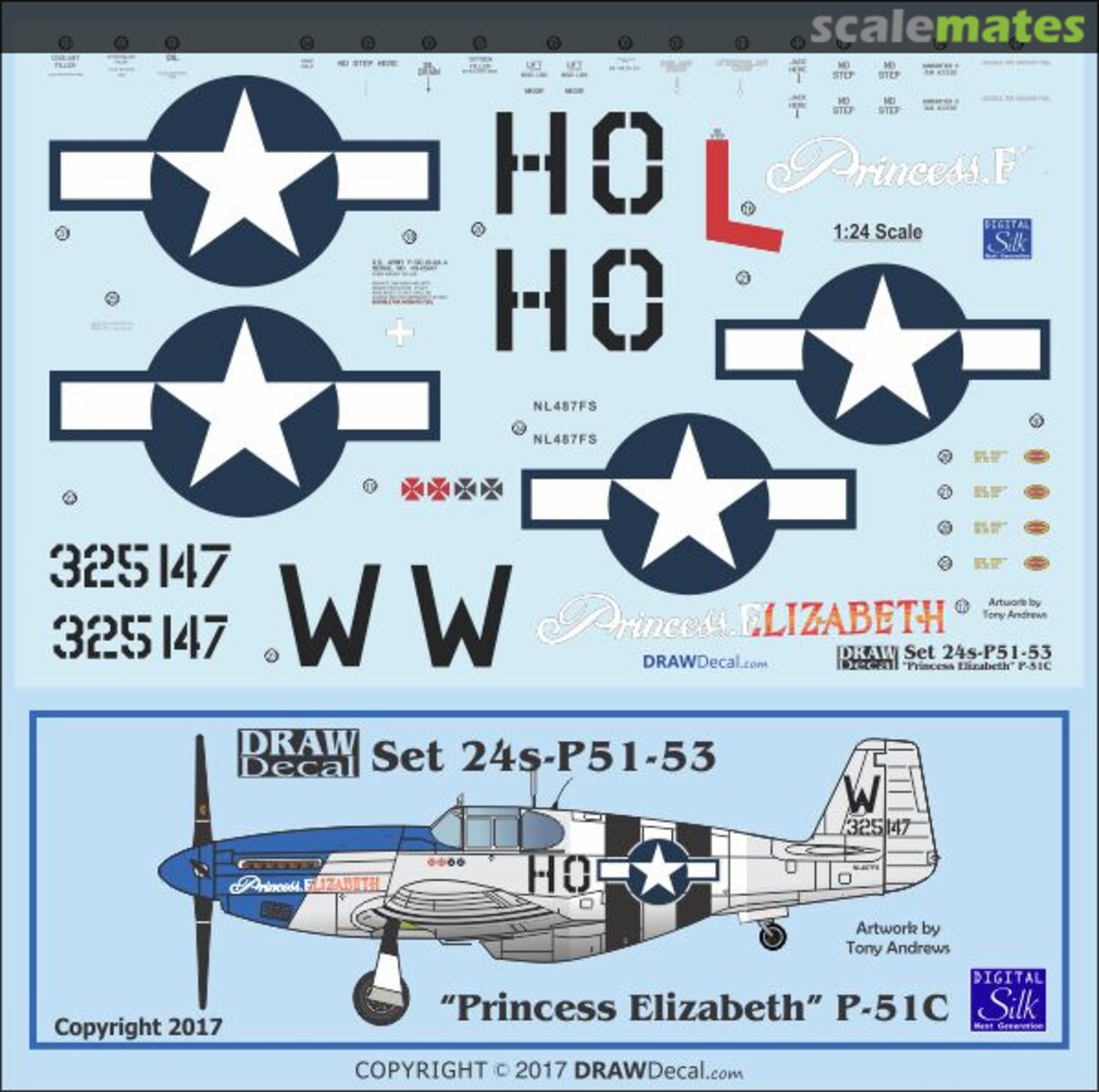 Boxart P-51C "Princess Elizabeth" 24-P51-53 Draw Decal Boxart P-51C "Princess Elizabeth" 24-P51-53 Draw Decal