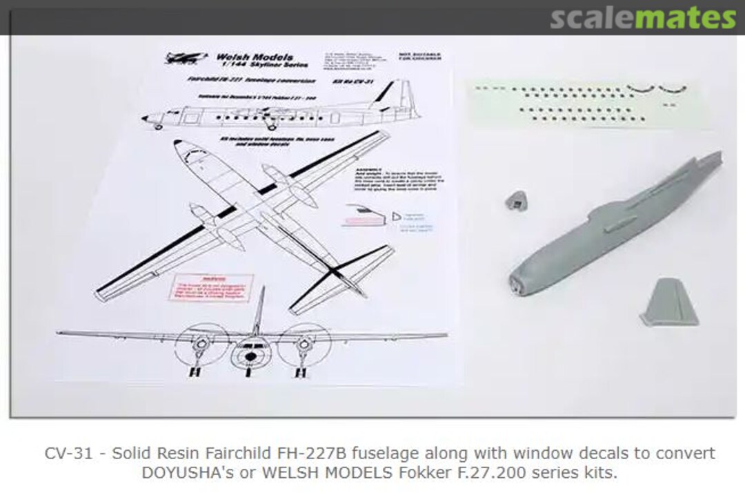 Boxart Fairchild FH-227B Solid resin fuselage CV-31 Welsh Models