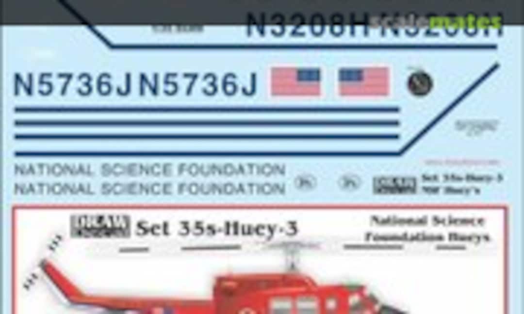 1:35 National Science Foundation UH-1N Hueys (Draw Decal 35-Huey-3) 35-Huey-3