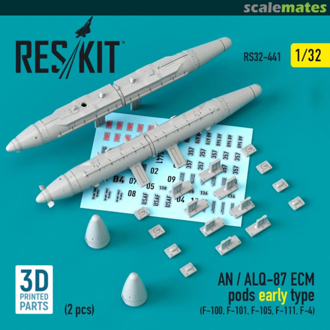 Boxart AN/ALQ-87 ECM pods early type (2 pcs.) (F-100, F-101, F-105, F-111, F-4) RS32-0441 ResKit Boxart AN/ALQ-87 ECM pods early type (2 pcs.) (F-100, F-101, F-105, F-111, F-4) RS32-0441 ResKit