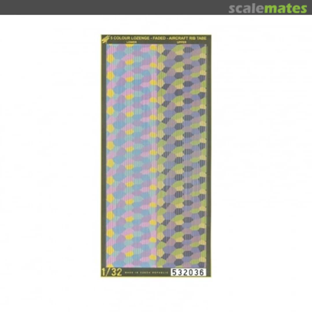 Boxart 5 Colour Lozenge - Faded - Aircraft Rib Tape 532036 HGW Models Boxart 5 Colour Lozenge - Faded - Aircraft Rib Tape 532036 HGW Models
