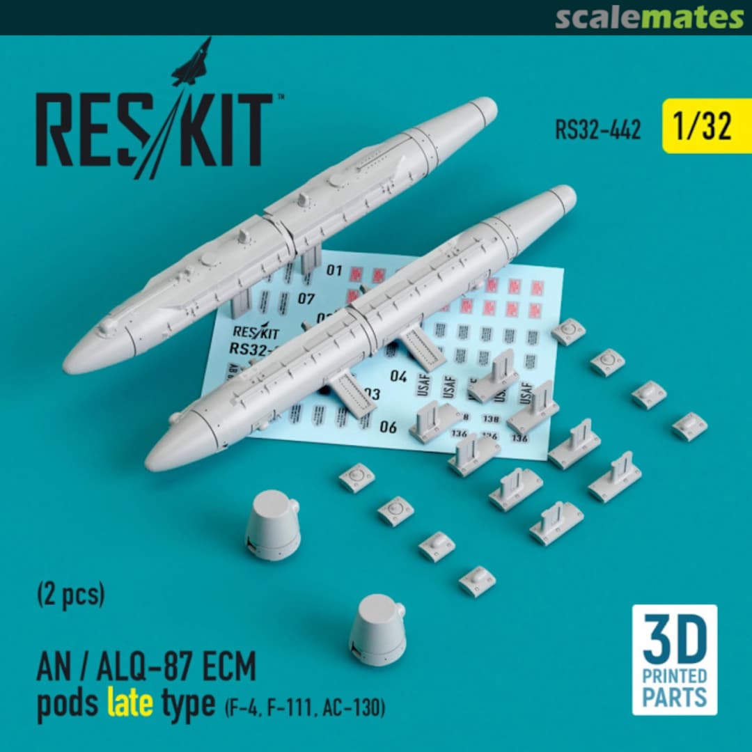 Boxart AN/ALQ-87 ECM pods late type (2 pcs.) (F-4, F-111, AC-130) RS32-0442 ResKit Boxart AN/ALQ-87 ECM pods late type (2 pcs.) (F-4, F-111, AC-130) RS32-0442 ResKit