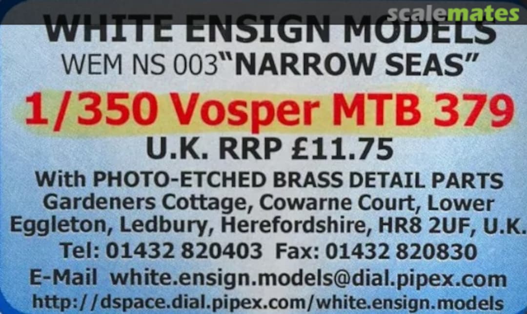 Boxart Vosper MTB 379 NS 003 White Ensign Models Boxart Vosper MTB 379 NS 003 White Ensign Models