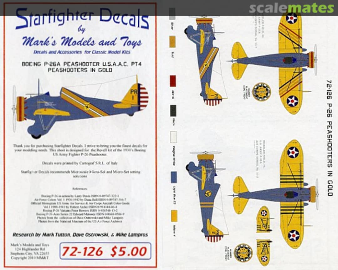 Boxart Boeing P-26A Peashooter in U.S.A.A.C. Pt 4 72-126 Starfighter Decals Boxart Boeing P-26A Peashooter in U.S.A.A.C. Pt 4 72-126 Starfighter Decals