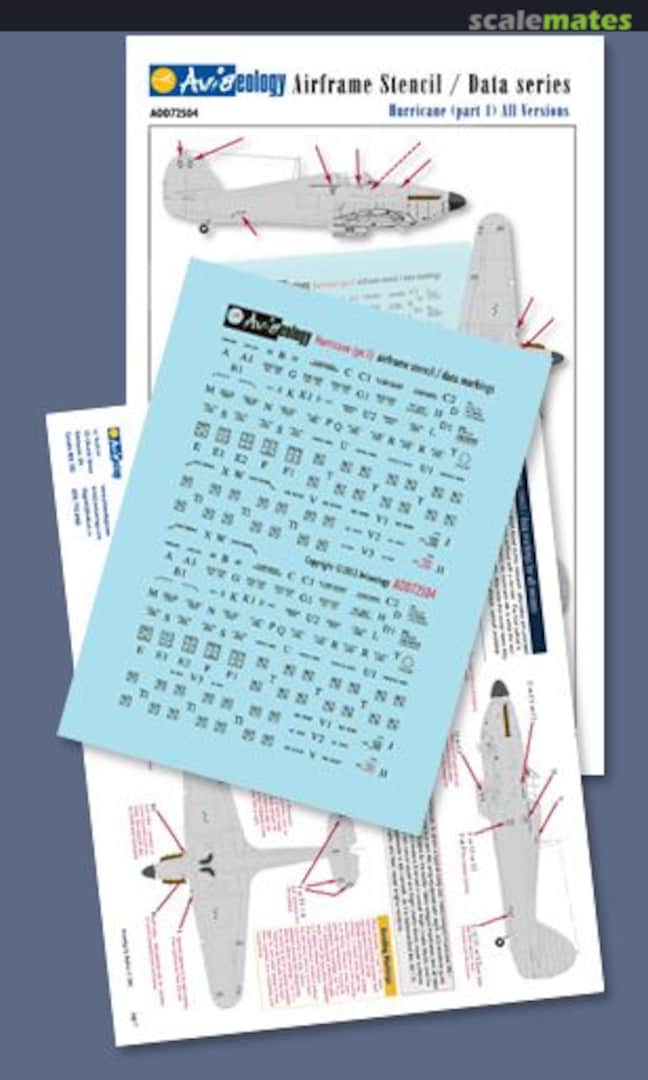 Boxart Hawker Hurricane airframe stencil/data AOD72S04 Aviaeology