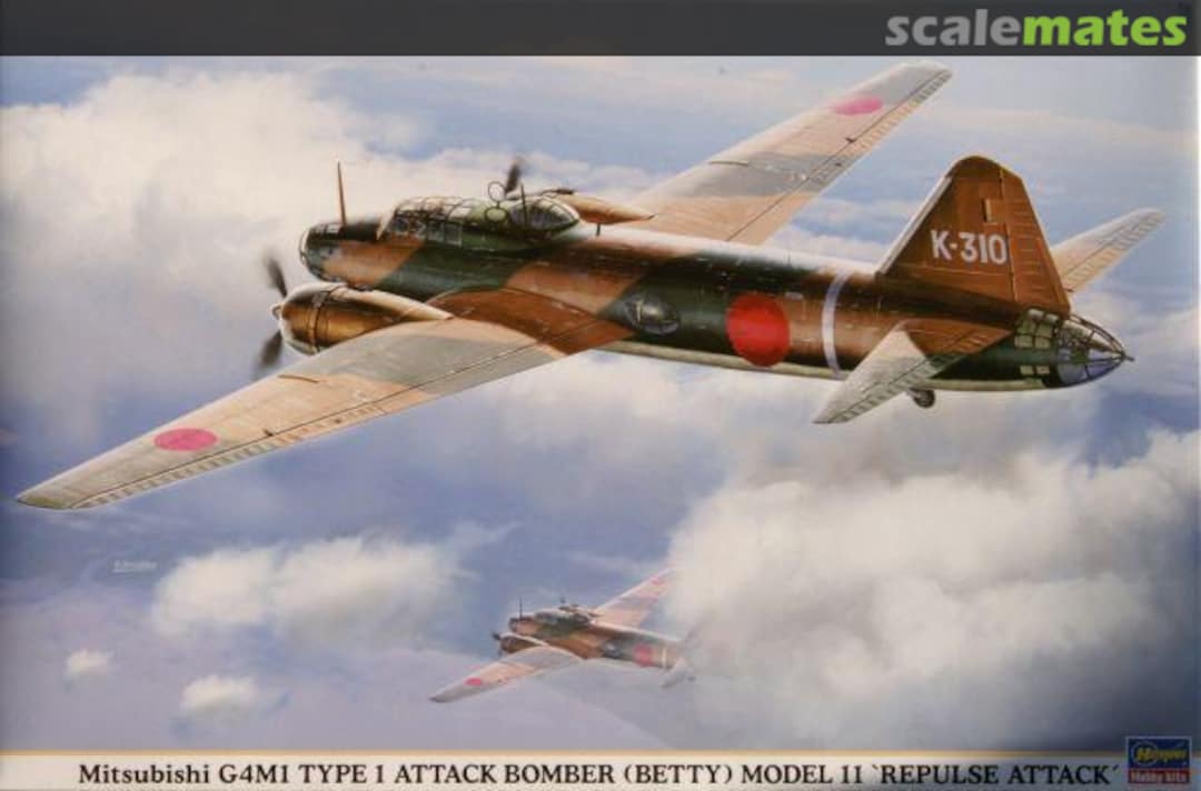 Boxart Mitsubishi G4M1 Type 1 Attack Bomber (Betty) Model 11 'Repulse Attack' 00854 Hasegawa Boxart Mitsubishi G4M1 Type 1 Attack Bomber (Betty) Model 11 'Repulse Attack' 00854 Hasegawa