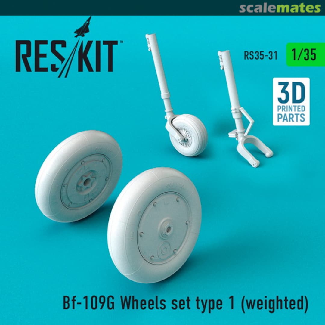 Boxart Bf-109G Wheels set type 1 (weighted) RS35-0031 ResKit Boxart Bf-109G Wheels set type 1 (weighted) RS35-0031 ResKit