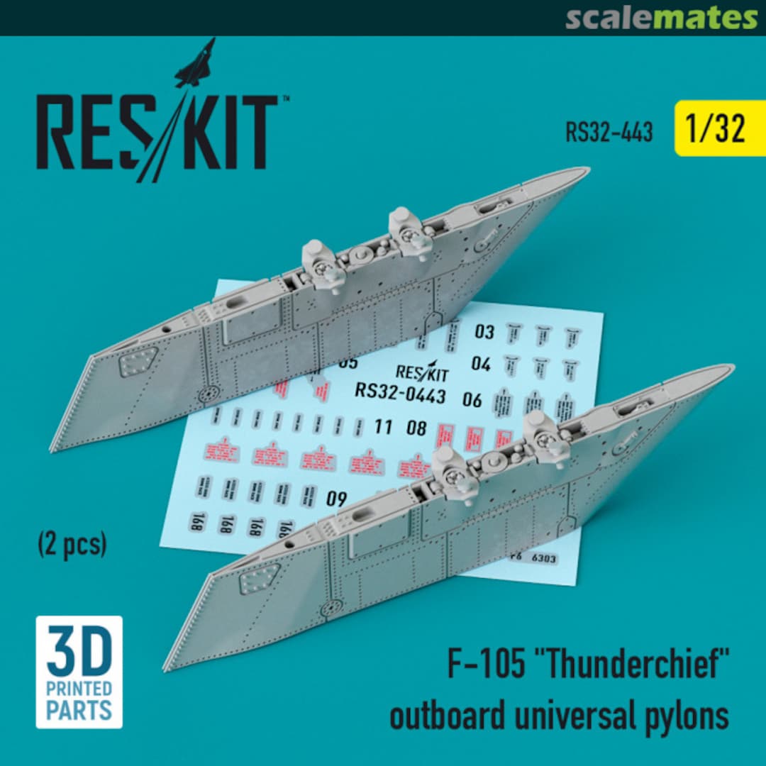 Boxart F-105 Thunderchief outboard universal pylons (2 pcs.) RS32-0443 ResKit Boxart F-105 Thunderchief outboard universal pylons (2 pcs.) RS32-0443 ResKit