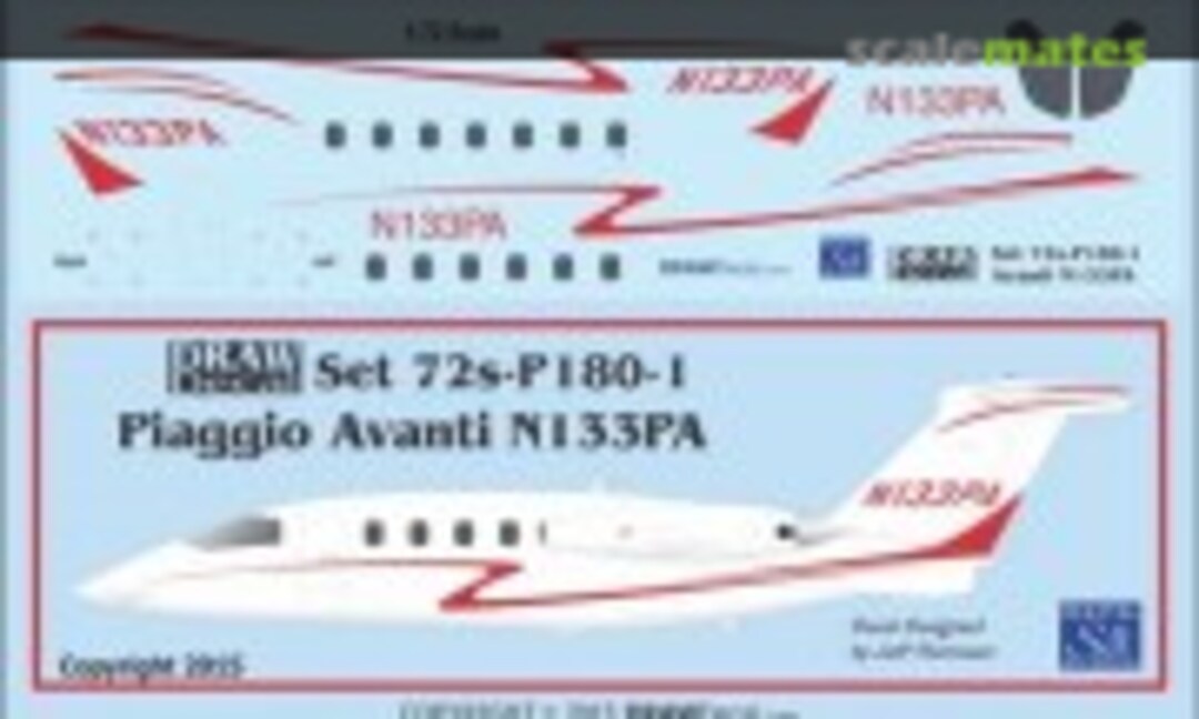 1:72 Piaggio P.180 - N133PA (Draw Decal 72-P180-01) 72-P180-01