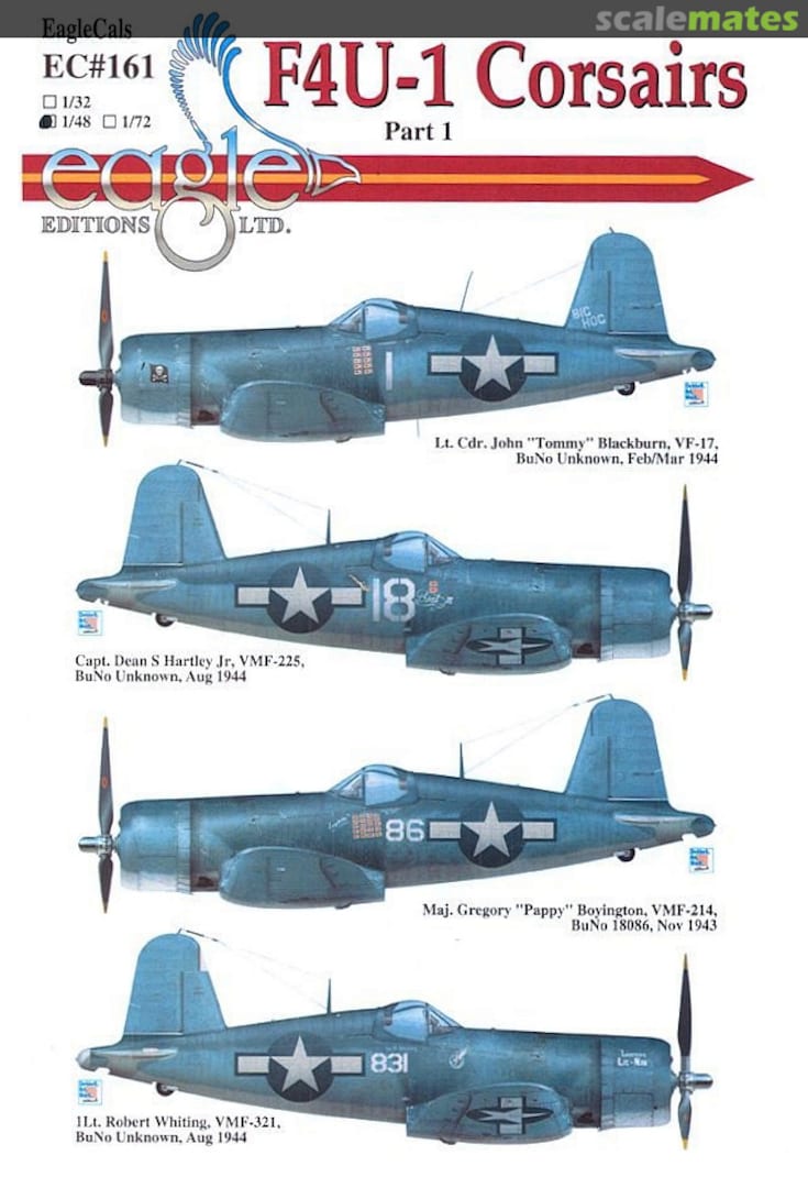 Boxart F4U-1 Corsairs EagleCals EC48-161 Eagle Editions