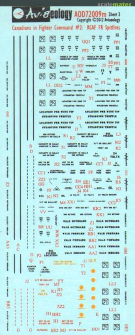 Boxart Supermarine Spitfire airframe stencil/data AOD72S09 Aviaeology Boxart Supermarine Spitfire airframe stencil/data AOD72S09 Aviaeology